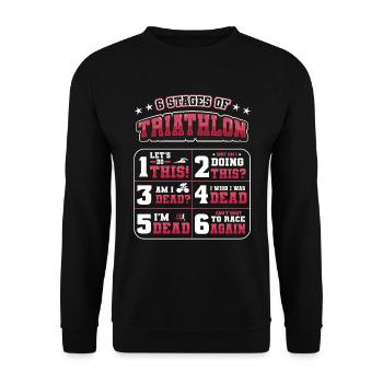 6 stages of triathlon - Unisex Sweatshirt - black - Front - Alina (178cm) & Michal (187cm)