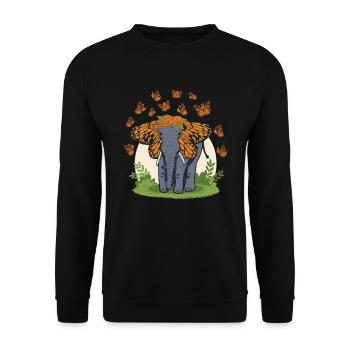 Elephant, butterfly ears, elephant lovers. - Unisex Sweatshirt - black - Front - Alina (178cm) & Michal (187cm)