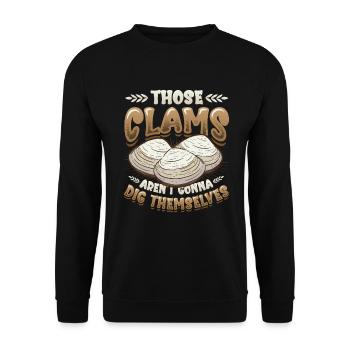 Diese Muscheln Graben Sich Nicht Selbst Aus - Unisex Pullover - Schwarz - Vorne - Alina (178cm) & Michal (187cm)