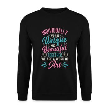 Ensemble, nous sommes une œuvre d’art, enseignante préscolaire - Sweat-shirt Unisexe - noir - Devant - Alina (178cm) & Michal (187cm)
