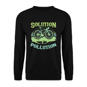 Polution Solution Umweltschutz Radfahren - Unisex Pullover - Schwarz - Vorne - Alina (178cm) & Michal (187cm)