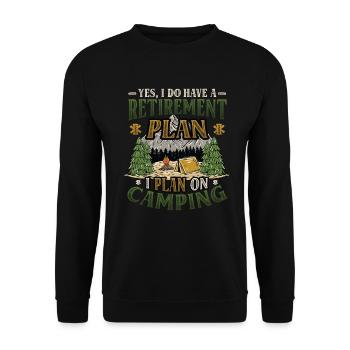 Retirement plan camping, retirement camper - Unisex Sweatshirt - black - Front - Alina (178cm) & Michal (187cm)