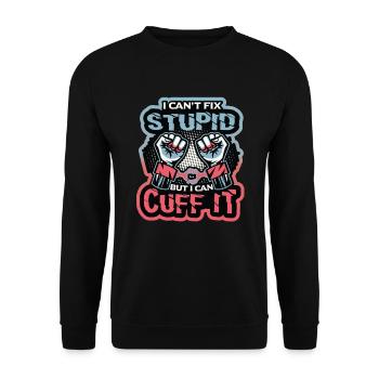 Ich Kann Dummheit Nicht Beheben - Unisex Pullover - Schwarz - Vorne - Alina (178cm) & Michal (187cm)
