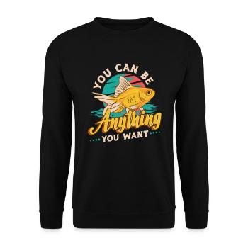 Goldfish Be A Shark, message de motivation - Sweat-shirt Unisexe - noir - Devant - Alina (178cm) & Michal (187cm)