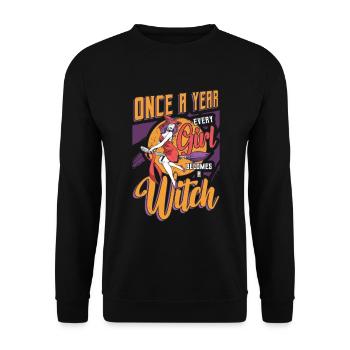 Une fois par an, chaque fille devient Halloween - Sweat-shirt Unisexe - noir - Devant - Alina (178cm) & Michal (187cm)