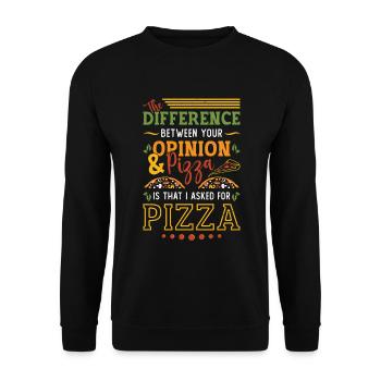 Ich Habe Nach Pizza Gefragt, eine Scheibe bekommen - Unisex Pullover - Schwarz - Vorne - Alina (178cm) & Michal (187cm)