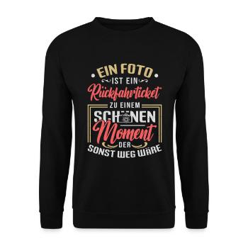 Foto, Rückfahrticket, Vergangenheit, Fotograf. - Unisex Pullover - Schwarz - Vorne - Alina (178cm) & Michal (187cm)