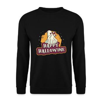 Happy Halloween ghost drinks wine - Unisex Sweatshirt - black - Front - Alina (178cm) & Michal (187cm)