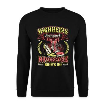 Sexy Motorcycle Women, Bikerin - Unisex Sweatshirt - black - Front - Alina (178cm) & Michal (187cm)