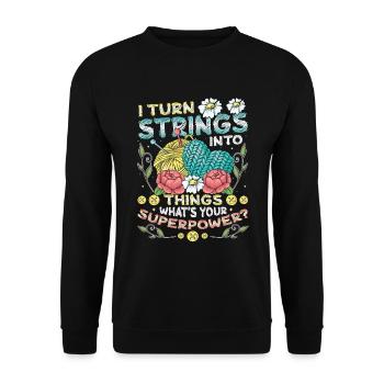 Strings Into Things, Stricken Und Häkeln - Unisex Pullover - Schwarz - Vorne - Alina (178cm) & Michal (187cm)