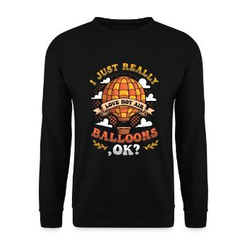 I just love hot air balloons very much - Unisex Sweatshirt - black - Front - Alina (178cm) & Michal (187cm)
