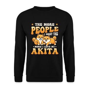 Je Mehr Menschen Ich Treffe, Desto Mehr Liebe Ich - Unisex Pullover - Schwarz - Vorne - Alina (178cm) & Michal (187cm)