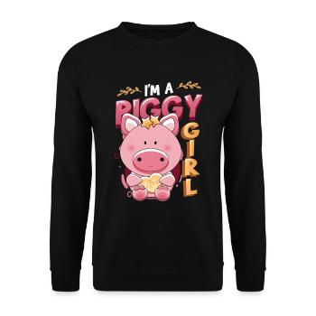 Im A Piggy Girl, Schweineliebhaber - Unisex Pullover - Schwarz - Vorne - Alina (178cm) & Michal (187cm)