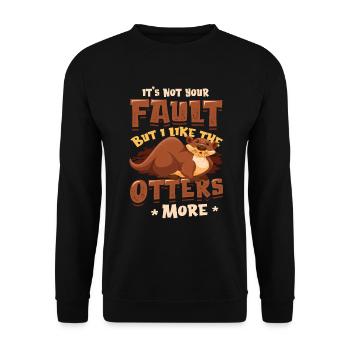 I like the otters more - Otter Pun Sea Otters - Unisex Sweatshirt - black - Front - Alina (178cm) & Michal (187cm)