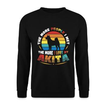 Je Mehr Menschen Ich Treffe, Desto Mehr Liebe Ich - Unisex Pullover - Schwarz - Vorne - Alina (178cm) & Michal (187cm)