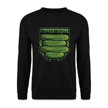 Gurkentruppe Mannschafts Outfit Humor Verein - Unisex Pullover - Schwarz - Vorne - Alina (178cm) & Michal (187cm)