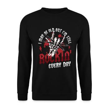I may be old, but I'm still rocking - Unisex Sweatshirt - black - Front - Alina (178cm) & Michal (187cm)