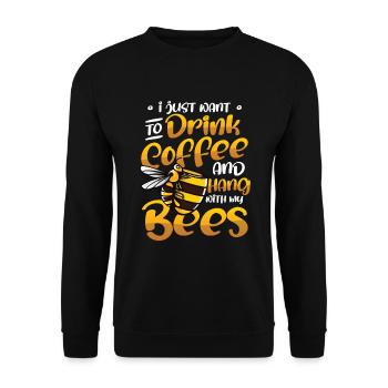 Ich Will Nur Kaffee Trinken Und Mit Bienen hängen - Unisex Pullover - Schwarz - Vorne - Alina (178cm) & Michal (187cm)