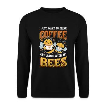 Ich Will Nur Kaffee Trinken Und Mit Bienen hängen - Unisex Pullover - Schwarz - Vorne - Alina (178cm) & Michal (187cm)