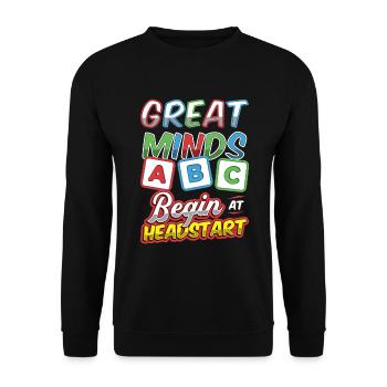 Great minds start at Headstart, ABCD Teacher - Unisex Sweatshirt - black - Front - Alina (178cm) & Michal (187cm)