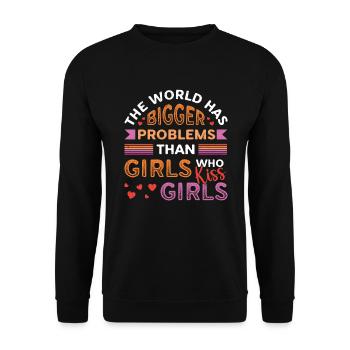 Des problèmes plus importants que les filles, embrasser les filles - Sweat-shirt Unisexe - noir - Devant - Alina (178cm) & Michal (187cm)