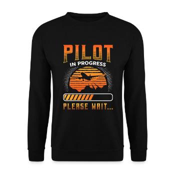 Pilot in progress, please wait, aircraft training - Unisex Sweatshirt - black - Front - Alina (178cm) & Michal (187cm)