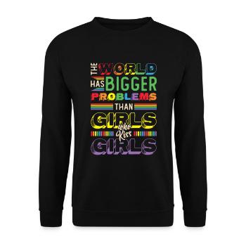 Des problèmes plus graves que les filles qui embrassent des filles - Sweat-shirt Unisexe - noir - Devant - Alina (178cm) & Michal (187cm)