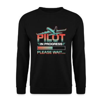 Pilot in progress, please wait, aircraft training - Unisex Sweatshirt - black - Front - Alina (178cm) & Michal (187cm)