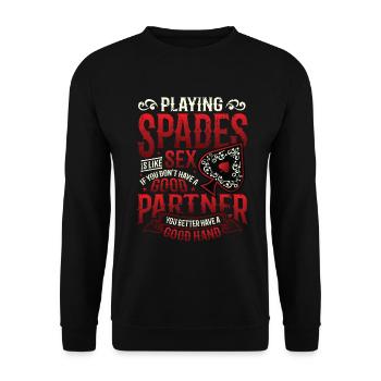 Play Cards of Spades - Unisex Sweatshirt - black - Front - Alina (178cm) & Michal (187cm)
