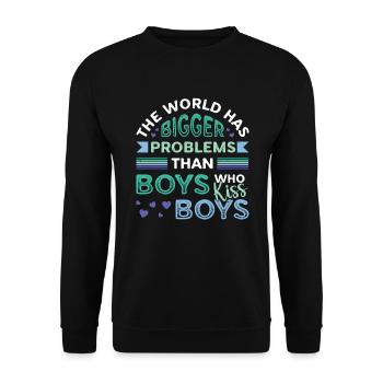 Bigger problems than guys kissing boys - Unisex Sweatshirt - black - Front - Alina (178cm) & Michal (187cm)
