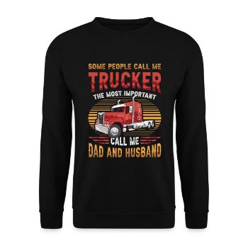 Trucker, Husband, Truck Driver, Dad - Unisex Pullover - Schwarz - Vorne - Alina (178cm) & Michal (187cm)