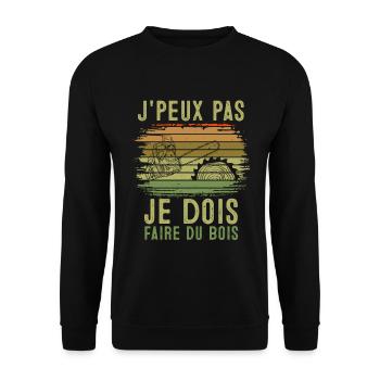 J'peux pas je dois Faire Du Bois,papa forestier - Sweat-shirt Unisexe - noir - Devant - Alina (178cm) & Michal (187cm)