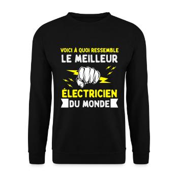 Voici à quoi ressemble le meilleur Électricien - Sweat-shirt Unisexe - noir - Devant - Alina (178cm) & Michal (187cm)