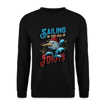 Segeln In Diesem Meer Von Idioten Antisoziale - Unisex Pullover - Schwarz - Vorne - Alina (178cm) & Michal (187cm)