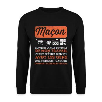 Maçon Maçonnerie Humour Macon - Sweat-shirt Unisexe - noir - Devant - Alina (178cm) & Michal (187cm)