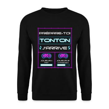 Futur Tonton Gamer Cadeau tonton j'arrive - Sweat-shirt Unisexe - noir - Devant - Alina (178cm) & Michal (187cm)