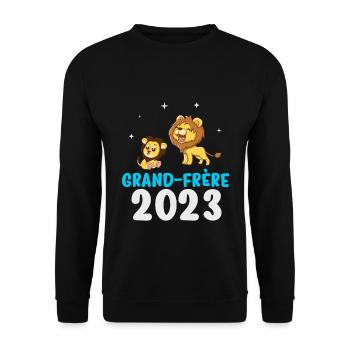 grand-frère 2023 grossesse - lion - Sweat-shirt Unisexe - noir - Devant - Alina (178cm) & Michal (187cm)