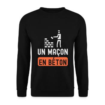 un maçon en béton - Sweat-shirt Unisexe - noir - Devant - Alina (178cm) & Michal (187cm)