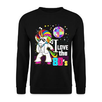 Unicorn Cup Afro Retro Jahrgang 80 - Unisex Pullover - Schwarz - Vorne - Alina (178cm) & Michal (187cm)