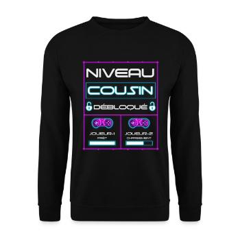 Futur Cousin Gamer Annonce Grossesse Geek - Sweat-shirt Unisexe - noir - Devant - Alina (178cm) & Michal (187cm)