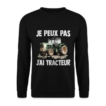 Je Peux Pas J'Ai Tracteur -Agriculture Agriculteur - Sweat-shirt Unisexe - noir - Devant - Alina (178cm) & Michal (187cm)
