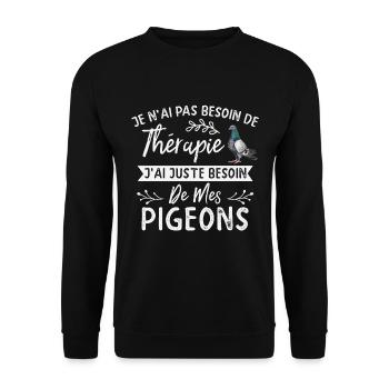 Pigeon, pigeon, colombophile, pigeons, course - Sweat-shirt Unisexe - noir - Devant - Alina (178cm) & Michal (187cm)
