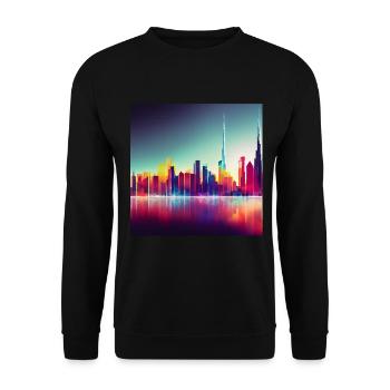 Dubai silhouette skyline abstract art - Unisex Sweatshirt - black - Front - Alina (178cm) & Michal (187cm)