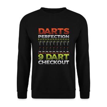 Dart Perfection, 9 Dart Checkout, Darts Player - Unisex Sweatshirt - black - Front - Alina (178cm) & Michal (187cm)