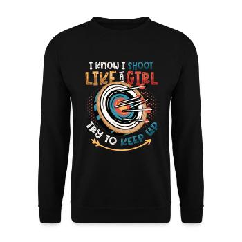 I know I'm shooting like a girl - Unisex Sweatshirt - black - Front - Alina (178cm) & Michal (187cm)