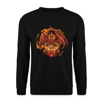 Drache Mit D20 Würfeln - Unisex Pullover - Schwarz - Vorne - Alina (178cm) & Michal (187cm)