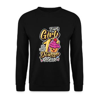 This girl is now 10, double digits - Unisex Sweatshirt - black - Front - Alina (178cm) & Michal (187cm)
