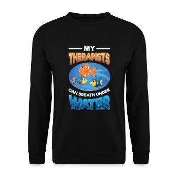 Fun fish keeping, fish keepers - Unisex Sweatshirt - black - Front - Alina (178cm) & Michal (187cm)