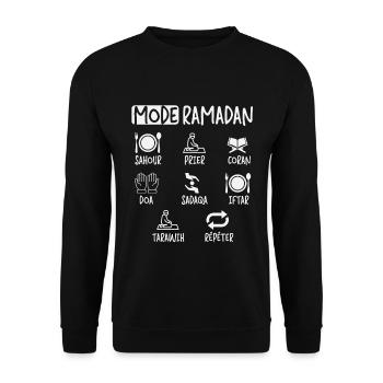 Mode ramadan fasting routine quotidienne - Sweat-shirt Unisexe - noir - Devant - Alina (178cm) & Michal (187cm)