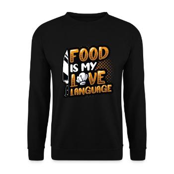 Essen Ist Meine Liebessprache - Unisex Pullover - Schwarz - Vorne - Alina (178cm) & Michal (187cm)